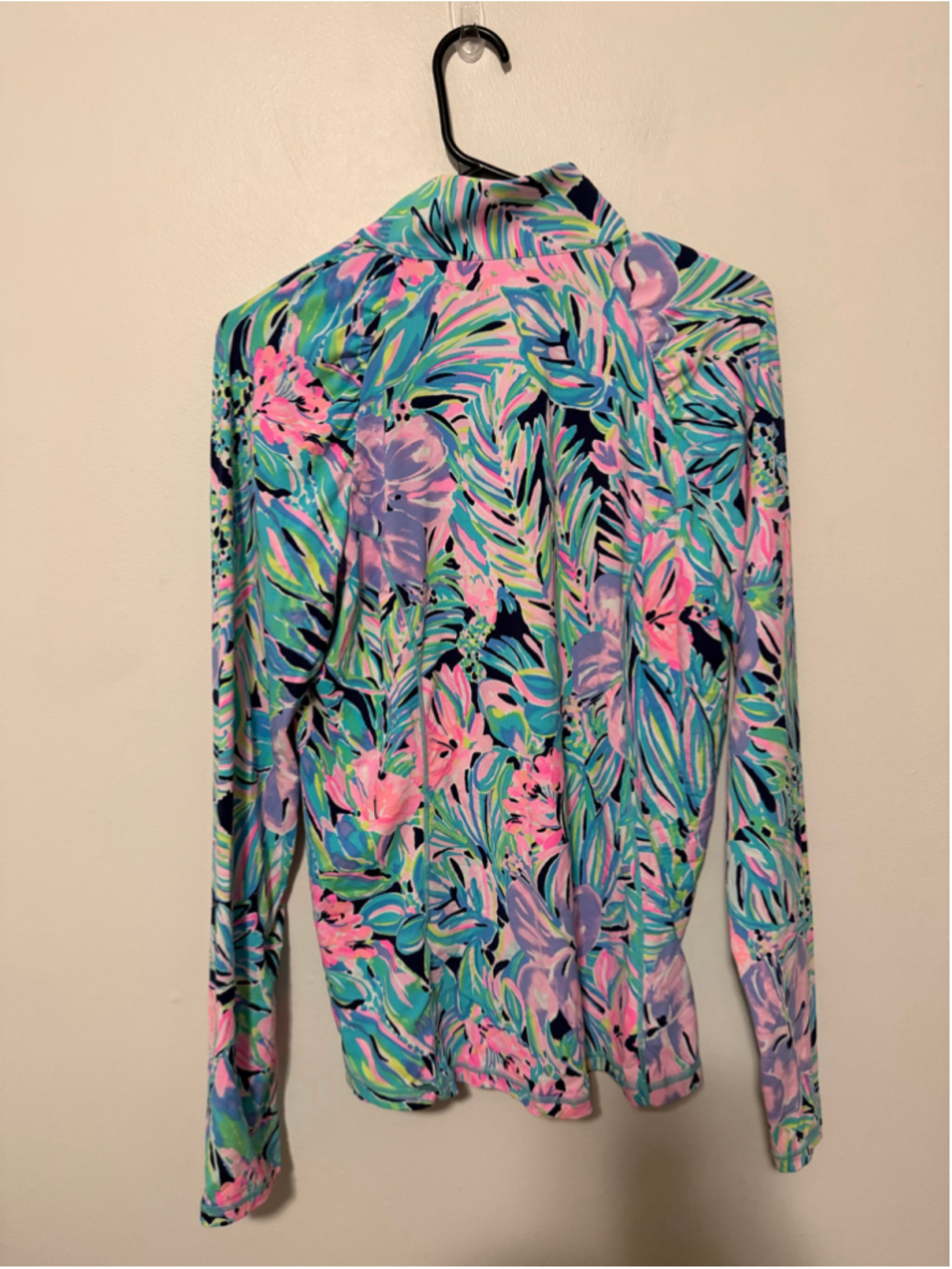 Lilly Pulitzer Luxletic Women’s Large Tropical Floral Quarter Zip Pullover Top - Picture 3 of 6